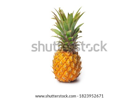 Isolated pineapple on a white background. Exotic fruits.