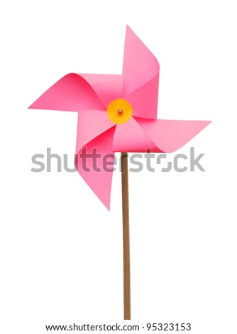 An isolated pink pinwheel on white