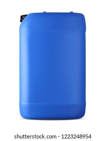 Isolated Plain Plastic Blue Industrial Gallon Container Mockup For Chemicals