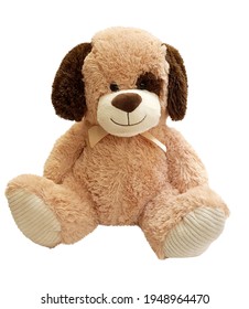 Isolated Plush Toy Dog On White Background.
