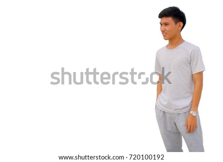 asian boy standing Shaved blonde close up