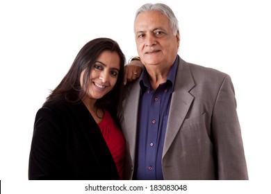 Isolated Portrait Of A East Indian Father And His Daughter