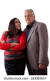 Isolated Portrait Of A East Indian Father And His Daughter