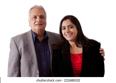 Isolated Portrait Of A East Indian Father And His Daughter