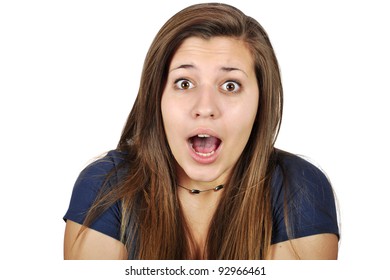 Isolated Portrait Shot Beautiful Surprised Girl Stock Photo 92966461 ...