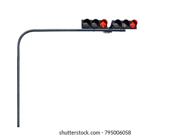 Isolated Of Post Traffic Light On White Background