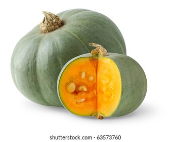 Isolated Pumpkin Whole Cut Green Pumpkins Stock Photo 63573760 ...