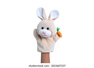 Isolated Rabbit Sock Puppet On White Background