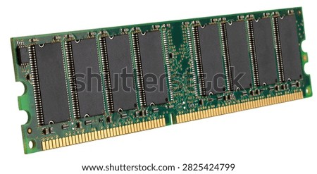 Isolated RAM memoory chip for a network or personal computer isolated on a white background.