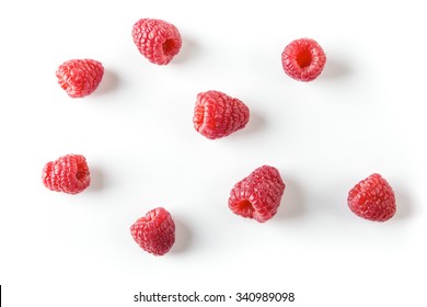 Isolated Raspberries Top View