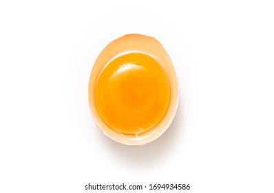 Isolated Raw Egg On White Background From Top View. 