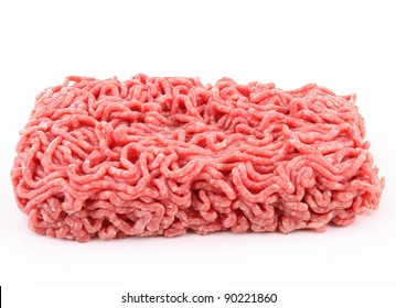 Isolated Raw Minced Beef On White