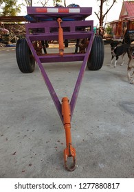 Isolated Rear View Of Empty Flatbed Tow Truck Trailer