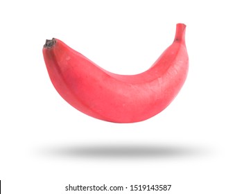 Isolated red bananas. Banana fruit isolated on white background. Ripe bananas with clipping path. Banana fruit close up. Banana isolated