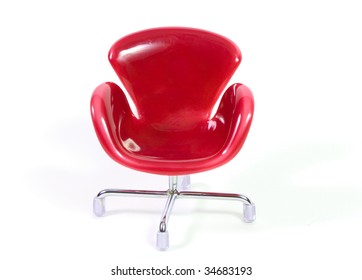 An Isolated Red Chair On White