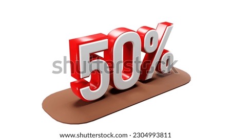 An isolated red fifty percent for special offers at shopping department stores and discount concepts