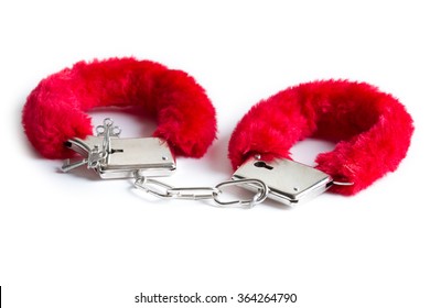 Isolated Red Handcuffs