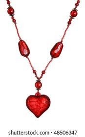 Isolated Red Heart Necklace