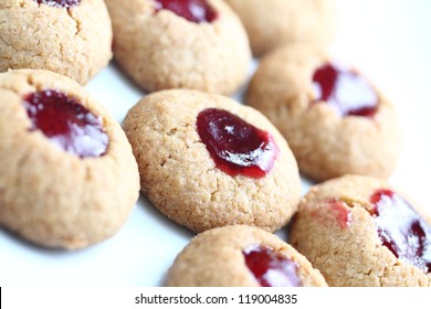 Isolated Red Jam Cookies