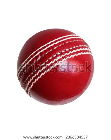 An isolated red Kookaburra cricket ball on a white background. Designed for optimal swing and seam movement, it's a high-quality choice for cricket enthusiasts.