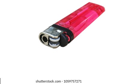 Isolated Red Plastic Gas Lighter