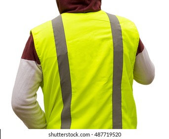 Isolated reflective vest yellow color on a road service worker