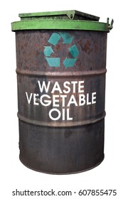 Isolated Restaurant WASTE VEGETABLE OIL Container.