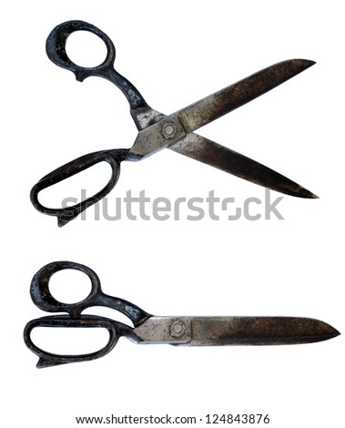 Isolated retro scissors at white background