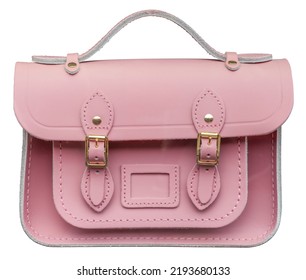 Isolated Retro Style Rose Pink Luxury Leather Satchel