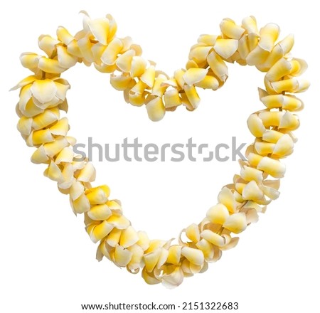 Isolated Romantic Heart-Shaped Hawaiian Lei (Garland of Flowers), On A White Background