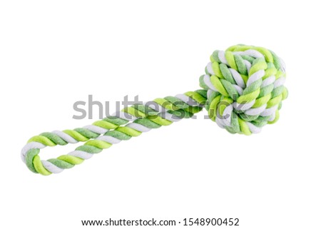 isolated rope toy for dogs with clipping path on white background