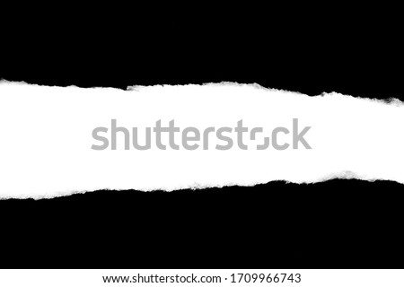 Isolated Rough Torn Rip Paper Cardboard Cut Stripe Piece Sheet Edge. Overlay Surface Texture Background. 