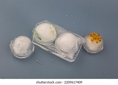 Isolated Round Ice Cube Out Of Real Ice