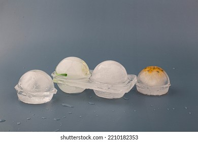 Isolated Round Ice Cube Out Of Real Ice