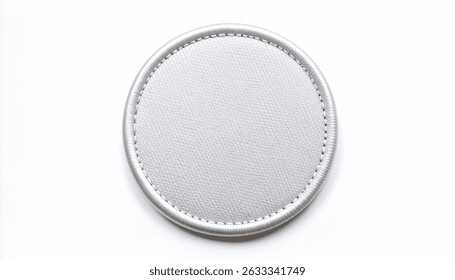 Isolated rounded embroidered patch mockup with clear circular stitches on a blank