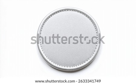 Isolated rounded embroidered patch mockup with clear circular stitches on a blank