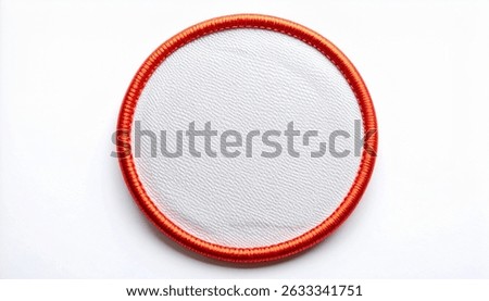 Isolated rounded embroidered patch mockup with clear circular stitches on a blank