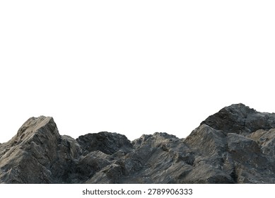 Isolated rugged mountain range with sharp peaks and weathered rock