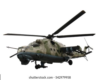 Isolated Russian military helicopter Mi-24V (Mi-35)