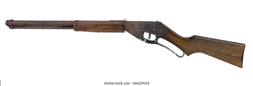Isolated rusty vintage BB gun rifle.