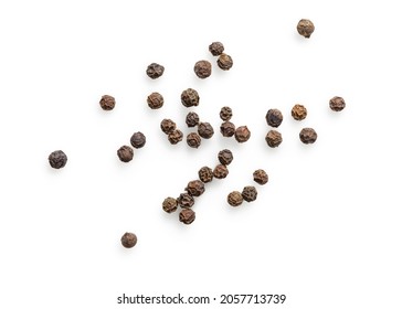 Isolated scattering of hot black pepper on a white background 