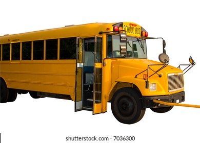 Isolated School Bus On White Background