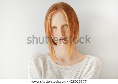 Similar – Image, Stock Photo Curly | redhead young woman