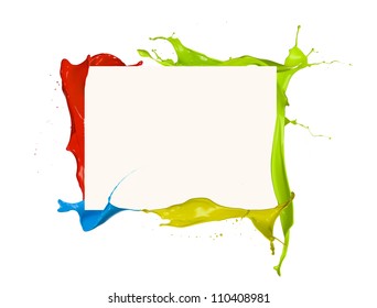 Isolated Shot Of Colored Paint Frame Splash On White Background