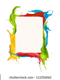  Isolated Shot Of Colored Paint Frame Splash On White Background