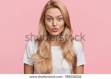 Similar – Image, Stock Photo young woman with blonde dreadlocks giggling