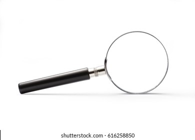 Isolated Shot Of Magnifying Glass On White Background  