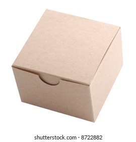 Isolated Shot Of A Small Cardboard Box.