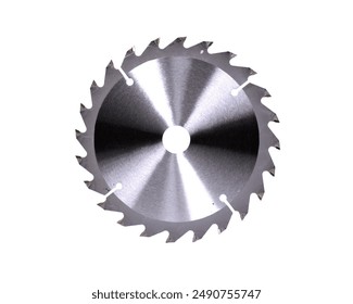 Isolated side view of a circular saw blade