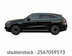 Isolated Side View Of Luxurious Black Electric SUV for Sustainable Journeys On White Background